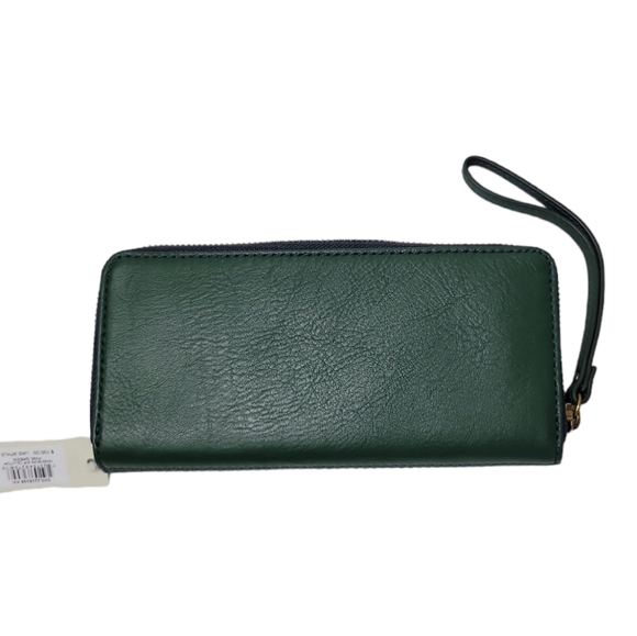 Fossil Madison Pine Green Leather Zip Clutch Wallet - Picture 5 of 5